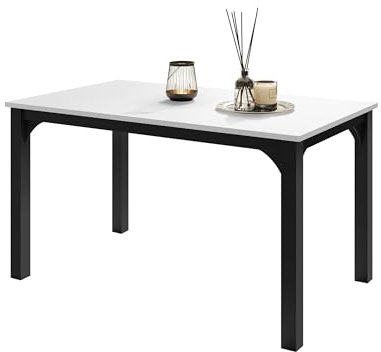 Mirjan24 Tisch für Esszimmer Fagab 140, Rechteckiger Esstisch, Ausziehbarer Tisch für Küche, L:140-178 x H:76 x B:80 cm, Küchentisch, Esszimmertisch (Schwarz/Arktisches Weiß)