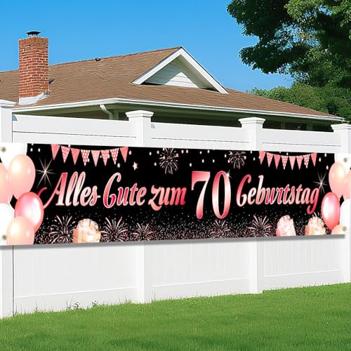 70. Geburtstag Dekoration Roségold Schwarz, 70 Geburtstag Mann Frau Deko, Hintergrund Banner, Happy 70th Birthday Banner, Geburtstagsbanner 70 Jahre, Geburtstagsfeier Deko 40 * 270cm