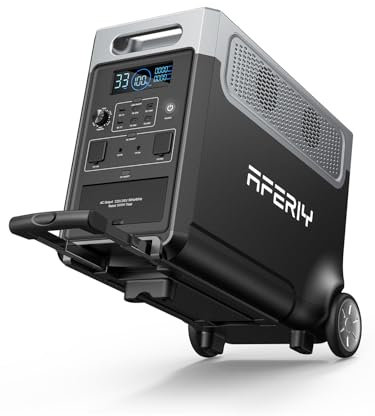 AFERIY Generateur Electrique Portable 3600W, Batterie de Secours LiFePO4 3840Wh, Avec APP, Charge Rapide 1,5H, Prise UE 220-240V, UPS, Générateur Solaire pour Camping/Famille/Bureau, Garantie 7 Ans