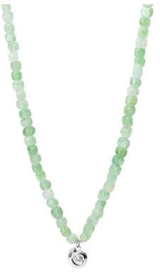 Purelei Sundial Shell Jade Damen Kette – verstellbare Halskette mit echten Jadeperlen & Muschelanhänger (35–40 cm) – Edelsteinkette aus Edelstahl 18K vergoldet, rosévergoldet oder silber (Silver)