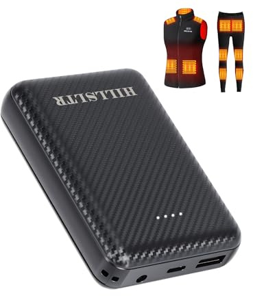 Heizwesten-Akku 12000mAh, Wiederaufladbare Powerbank, Kompatibel mit 7,4V DC 4,0mm & 5V Heizwesten, Bis zu 8 Stunden Wärme