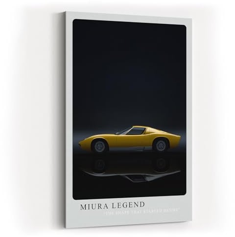 Paul Sinus Wandbild 80x120cm Lamborghini Miura Auto Legende Sportwagen Gelb Schwarz Retro
