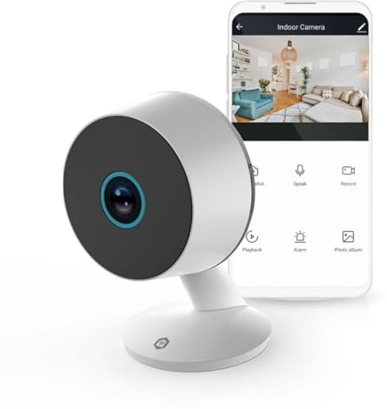 NEDIS Smart Wi-Fi Indoor Camera, 3MP Full HD 1296p, Motion Detection, 10m Night Vision, Human Detection & Custom Zones, 2-Way Audio, MicroSD or Cloud Storage, Privacy Mode - White