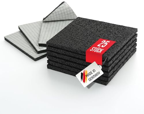 GMP Bautenschutzmatte selbstklebend 10 mm x 80 cm x 80 cm | Terassenpads zugeschnitten | Gummigranulatmatte für Oberflächenschutz | Unterkonstruktion WPC, Fliesen, Dielen | Verschiedene Größen