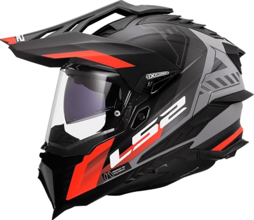 LS2, Motocrosshelme EXPLORER HEXA Black Red Grey, M