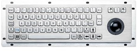 VCBGDJI wasserdichte, vandalensichere IP65-Panelmontage-USB-verkabelte industrielle Metalltastatur aus Edelstahl mit Trackball-Maus(PS2)