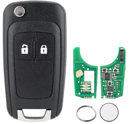 HYMOLKYE 433MHZ Key Fob for Vauxhall Astra J Insignia Zafira C Corsa E | 2 Buttons design, Complete Flip Remote with PCB & 46chip & Battery, for Adam Mokka Meriva Cascade, No Keyless Go