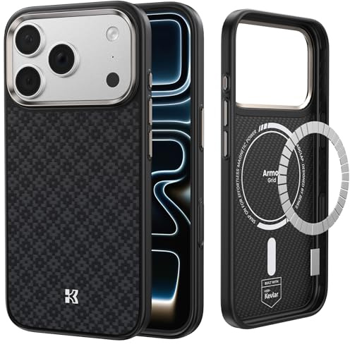 BENKS für iPhone 17 Pro Max Hülle mit Kamerasteuerung Capture Button, Kompatibel mit MagSafe, Aus Kevlar Aramidfaser Gefertigt, Stoßfest Kratzfest Handyhülle für 17 Pro Max Case, Obsidian Schwarz
