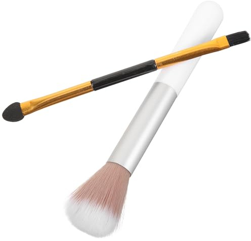 Uonlytech Lot de 2 Pinceaux de Maquillage pour Yeux à Double Embout Pinceau Estompeur et Pinceau Illuminateur en Fibres Synthétiques Outils de Maquillage Précis Usage Professionnel