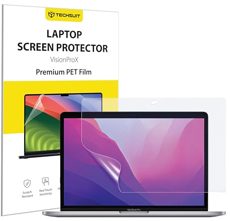 Techsuit VisionProX Anti Blaulicht Displayschutz für MacBook Pro 13 2016 bis 2022, Augenbelastungsschutz, Kratzfest, HD Klarheit, Blasenfreie Installation, PET Folie, Matt