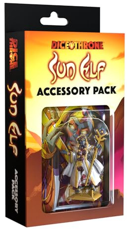 Dice Throne | Dice Throne Sun Elf Accessory Pack | Heldenzubehör Mit Bemalter Miniatur, Acrylmarkern, 50 Kartenhüllen Und Bonuskarten | 1+ Spieler | Variable Spieldauer