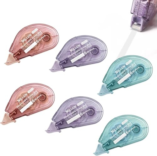 Colle Roller, 6 Pièces Souris Roller Colle Ruban Adhésif Double Face | 6 mm X 6m Transparent Colle Scrapbooking pour DIY Carte, Scrapbooking, Journal, Rouleaux Roller de Colle (3 Couleurs)