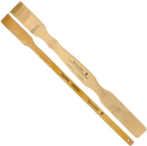 BambooMN Calzador de bambú combinado de 43 cm + rascador de espalda de tamaño de viaje