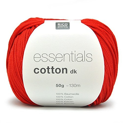 Rico Design Essentials Double Knitted Yarn, 100 Percent Cotton, Red