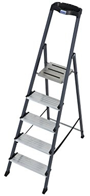 KRAUSE Stehleiter Securo eloxiert, 5 Stufen, 126436