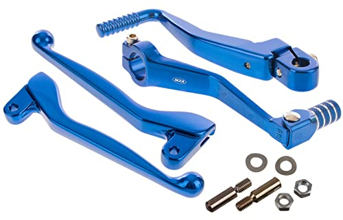 SET Styling-Set Anbauteile (bestehend aus Brems-/Kupplungshebel und Kickstart-/Fußschalthebel, + Schrauben) Farbe blau
