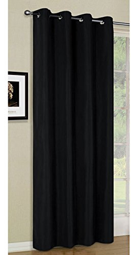 Vorhang Blickdicht Schal, Matte lichtdurchlässige unifarbene Gardine mit Ösen. Material aus Microsatin-Gewebe, 175x140, Schwarz 20405