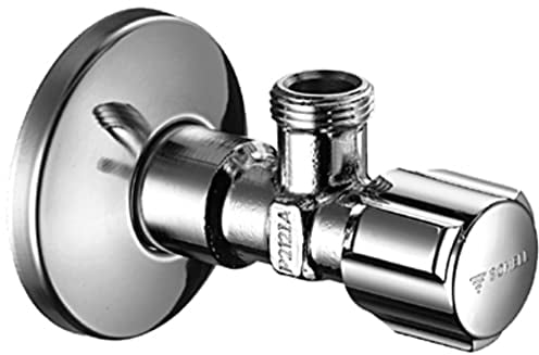 SCHELL 052120699 DIN-Eckregulierventil / Eckregulierventil COMFORT , Eckventil / Ventil 1/2'' x 3/8'', verchromt , Langer Schubschaft, Rosette , 54 mm, mit COMFORT-Griff, ohne Quetschverschraubungen