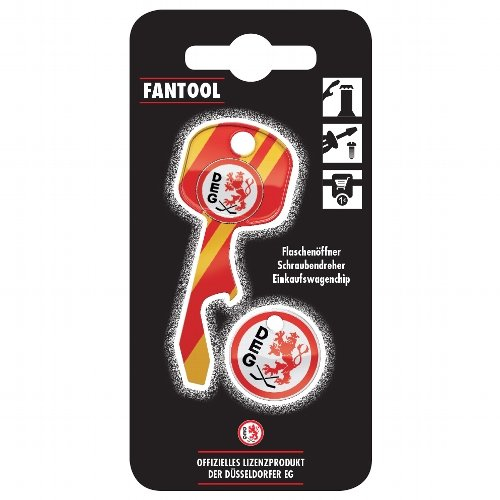 Düsseldorfer EG Set Geschenkset Flaschenöffner & Einkaufswagenchip Eishockey DEG (offizielles Lizenzprodukt)
