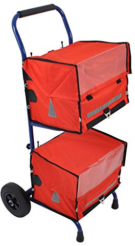 Paperlino Zeitungswagen inkl. 2 Zeitungstaschen - Aufbau ohne Werkzeug - Ideal für Zustellung von Zeitungen, Zeitschriften, Flyer, Prospekten etc. - Zeitungsroller, Prospektwagen - Zustellbedarf