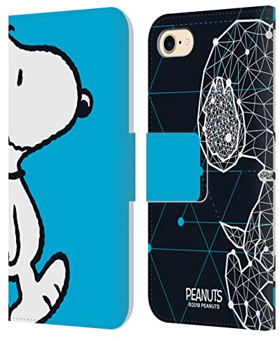 Head Case Designs Offizielle Peanuts Snoopy Geometrisch Halbzeiten Und Gelächter Leder-Wallet-Hülle Kompatibel mit Apple iPhone 7/8 / SE 2020 & 2022
