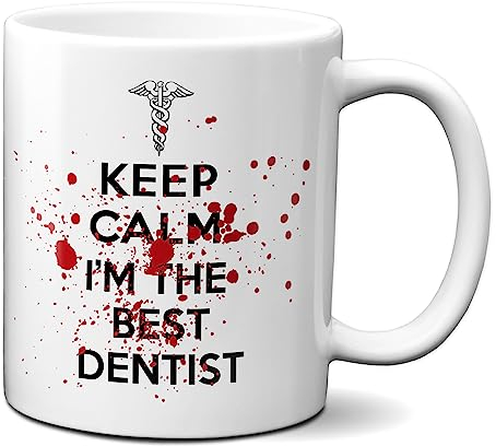 Planetacase - Taza Keep Calm I'm The Best Dentist - Regalo Original para Dentistas - Cerámica 330 mL - Apta para Microondas y Lavavajillas - Best Dentist, Cerámica