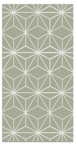 Panorama Vinylteppich Grün Sternlinien - 200x250 cm - Waschbar rutschfest Küchenteppich
