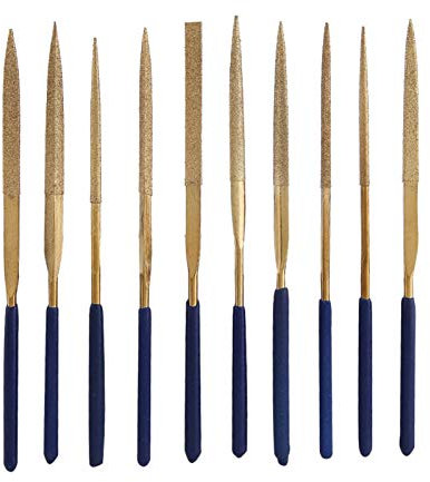 10 limas de aguja de diamante, juego de limas de aguja de diamante, herramientas de reparación de pulido recubiertas de aleación de titanio para metal, vidrio, cerámica, joyería, tallado, metal, mader