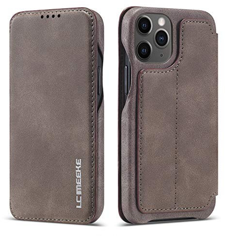 QLTYPRI Compatible with iPhone 12 Pro Max Case, Vintage Slim Magnetic Closure PU Leather Folio Phone Cover with Kickstand Card Slot Flip Wallet Case for iPhone 12 Pro Max - Coffee Brown