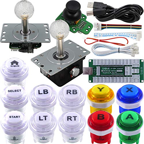 SJ@JX Arcade Game Controller 3D Gamepad Analog Stick Sensor Fly Joystick Microswitch MX LED Button USB Encoder Light Cable for PC PS3 Nintendo Switch Xbox 360 Android Raspberry Pi