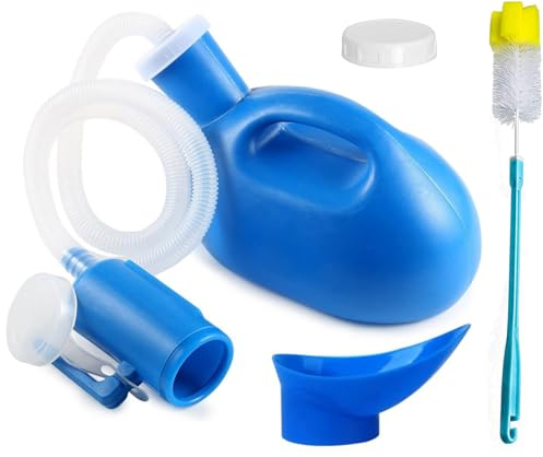 Daletu Urinoir Homme Femme Portable Urinoir Unisexe de Grande Capacité de 2000ml avec Couvercle à vis, Couvercle étanche, Adapté aux Patients alités, au Camping et aux Voyages en Voiture (Bleu)