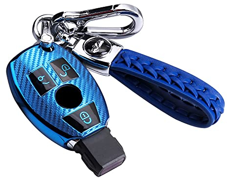 RXXR Autoschlüssel Hülle Kompatibel für Mercedes Benz A B C E S CLK AMG Klasse C180 W164 W245 W209 W204 Schlüsselhülle mit Schlüsselanhänger Weiche TPU Schlüssel Schutz Etui Case 3 Tasten