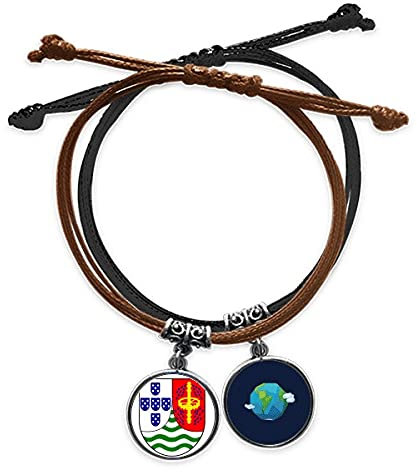 Bestchong São Tomé y Príncipe Emblema Nacional Pulsera Cuerda Mano Cadena Cuero Tierra Pulsera