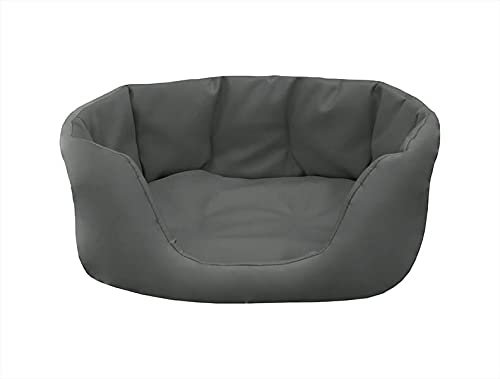 Juelle Hundebett aus Kunstleder Hundebett Kleinkind Hunde, Kuscheliges Hundenkissen, Sofabett Paris S-XL (65x50cm, Dark Asche)