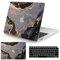 Vozehui Hülle Kompatibel mit MacBook Pro 13 Zoll Laptop Hülle 2020 Release M1 A2338/A2251/A2289 Touch ID, mit Marmormuster Schutzhülle aus Kunststoff Hartschale & Tastaturabdeckung, Marmor Schwarz