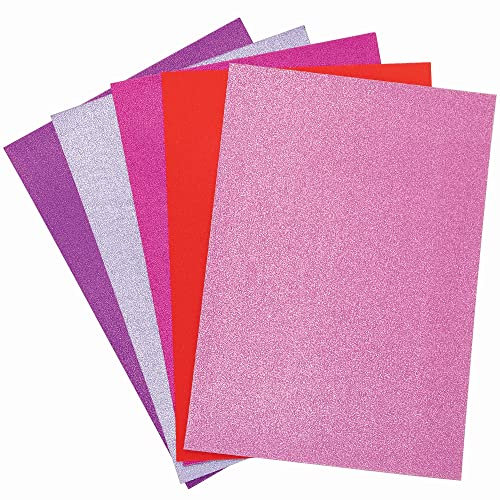 Baker Ross FC301 Glitzernde Valentinstags-Bastelkarten für Kinder, A4, 20 Stück, Rot,Rosa