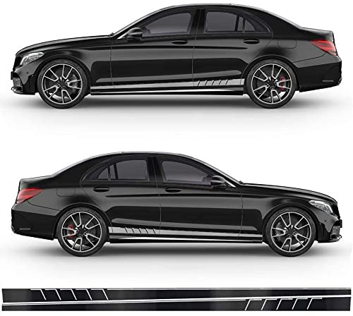 Auto-Dress Seitenstreifen Aufkleber Set/Dekor passend für Mercedes C-Klasse W204 - Motiv: Edition One (001 Silber-Chrom)