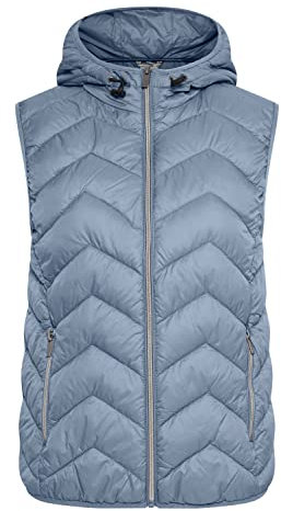 fransa FRBAPADDING Damen Weste Steppweste Outdoor Weste Kapuze mit Gummizug normale Länge Reißverschluss-Taschen enger Schnitt, Größe:S, Farbe:Infinity (174015)