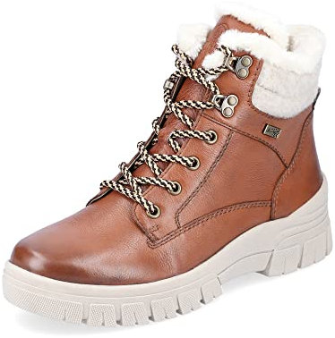 Remonte Damen Combat Boots D0E71, Frauen Stiefeletten,lose Einlage,wasserabweisend,remonteTEX,halbstiefel,Kurzstiefel,braun Kombi (24),43 EU