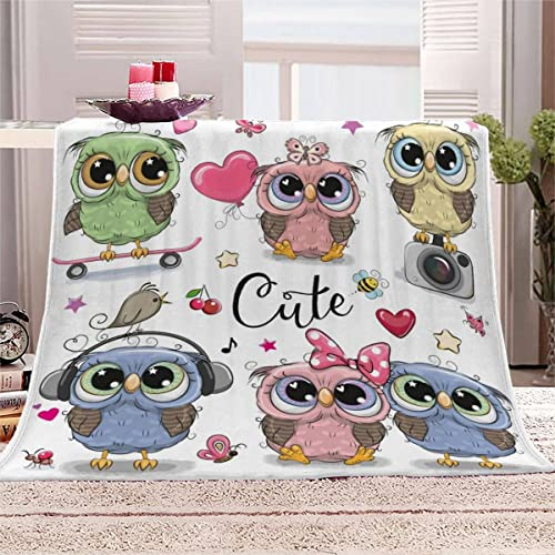 MOUPL 3D Kawaii Eule Kuscheldecke Baby 70x100 cm Waschbar Microfaser Fleecedecke mit Muster Niedlich Wohndecke Flanell Decke Weiche Warme Babydecke Flauschige Blanket