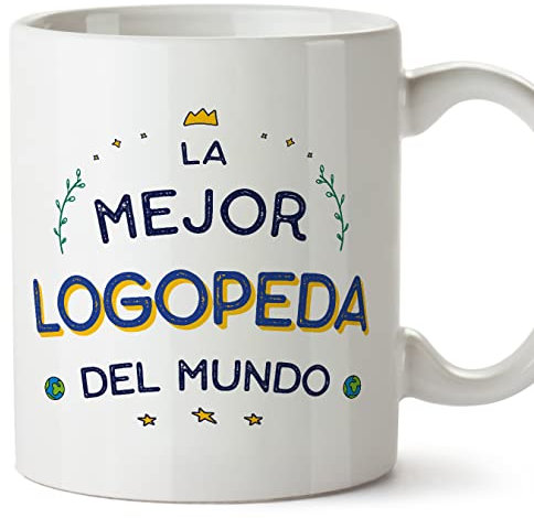 MUGFFINS Tazas para LOGOPEDA mujer - En Español - Mejor del Mundo - 11 oz / 330 ml - Regalo original y divertido