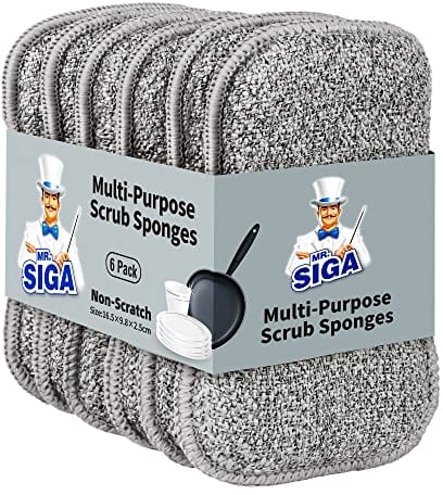 MR.SIGA Esponja y Estropajo de Microfibra de Dos Caras, 6 Piezas