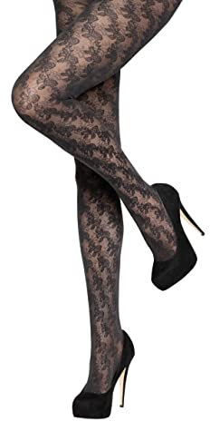 Charnos Womens Floral Patterned Tights Black M-L