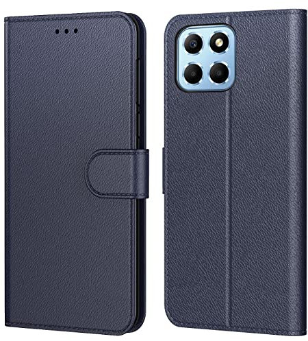 Coque Tenphone en Cuir PU pour Honor 70 Lite, Pochette Flip Case avec Emplacements Cartes (Bleu)