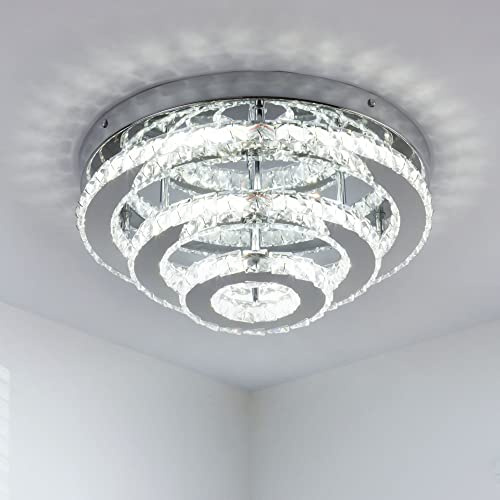 CXGLEAMING 13.8'' Crystal Chandelier LED Ceiling Light Fitting Cool White