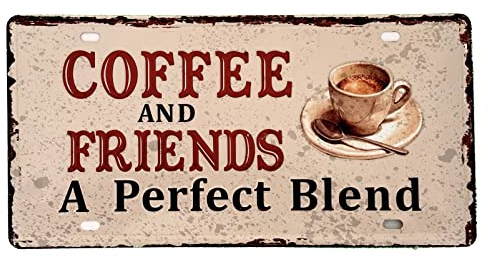 DiiliHiiri Letrero de Café para Bar - Pub o Cafetería - Cartel Americana Vintage - Señal Coffee and Friends Decoración Retro para Cocina —30x15cm— Aviso - Placa - Afiche - Cartel - (2651-26)