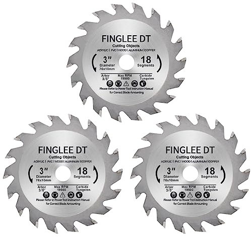 FINGLEE DT Wood Saw Blade TCT Circular Cutting Blade for Woodworking ((3PCS 3inch （18T)))