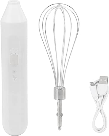 TOPINCN Sbattitore Manuale Elettrico Sbattitore Portatile Ricaricabile Set Frullino per Le Uova Robot da Cucina Portatile Senza Fili Frusta Elettrica Ricaricabile USB per Cottura al Forno (Bianco)
