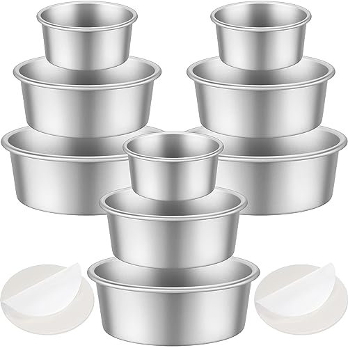 Mumufy 9-teiliges rundes Kuchenformen-Set aus Aluminium, antihaftbeschichtet, kleine Kuchenformen-Set, runde Käsekuchen-Backwerkzeuge für Zuhause, Party, Backzubehör (15,2 cm, 20,3 cm, 25,4 cm)