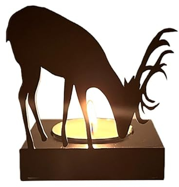 LICHENGTAI Kerzenhalter Rentier Teelichthalter als Weihnachtsdekoration, Vintage Kerzenleuchter Kerzenständer Metall Tischdeko Weihnachten Geschenkideen für Party Weihnachten Tisch Mantel Kamin
